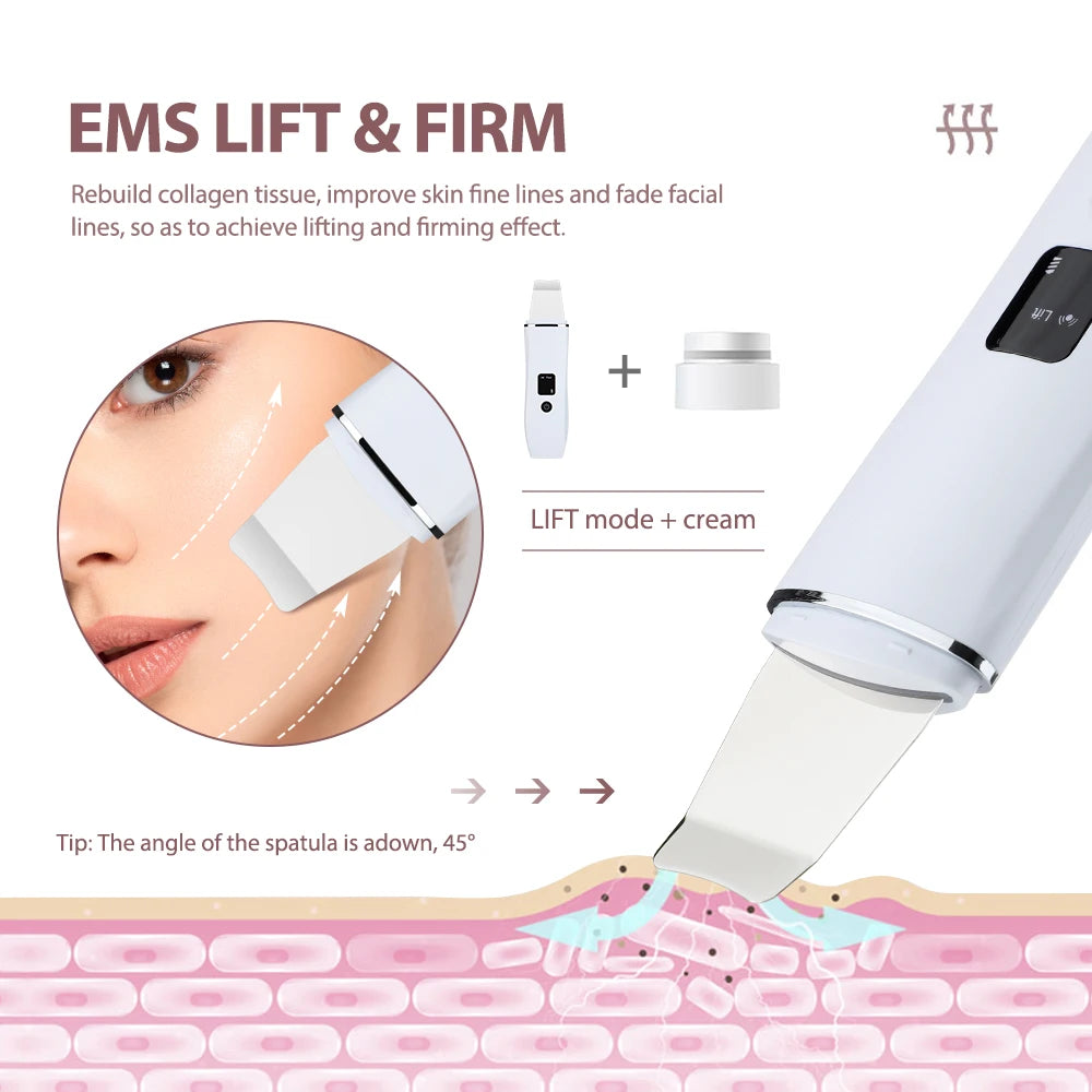 Espátula Ultrasónica Facial DeepClean™ - Limpiador de Poros y Lifting EMS