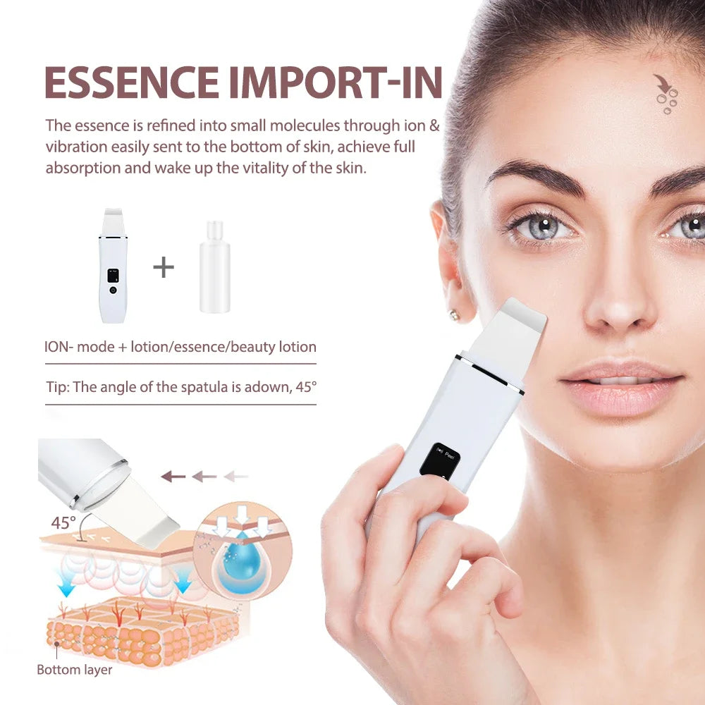 Espátula Ultrasónica Facial DeepClean™ - Limpiador de Poros y Lifting EMS