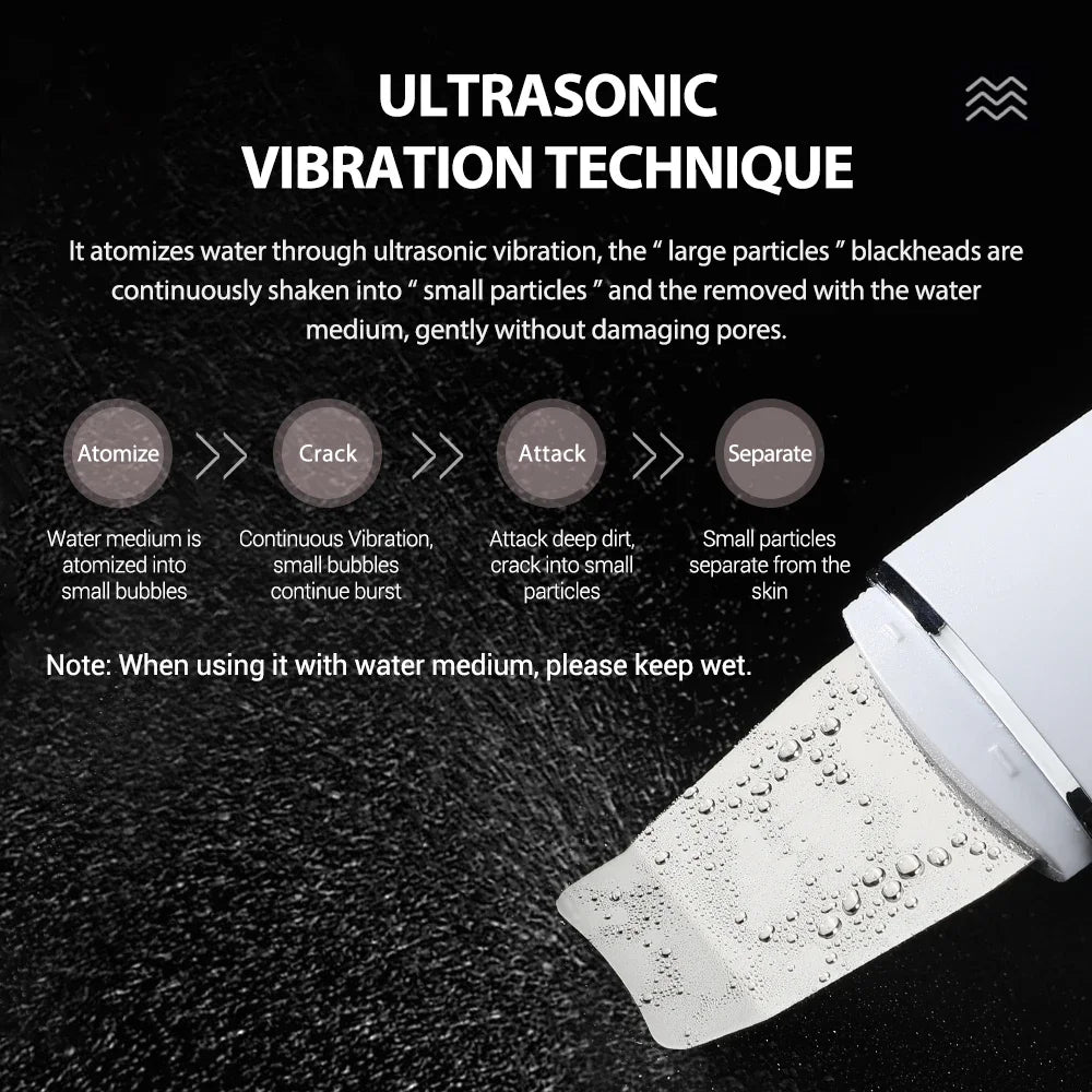 Espátula Ultrasónica Facial DeepClean™ - Limpiador de Poros y Lifting EMS